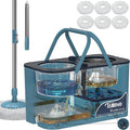 Spin Mop for Large Homes &amp Big Floor Cleaning Clean &amp Dirty Water Separation Mop Bucket for Family &amp Pet Homes4-Chamber System Glide Wheels Safe for Hardwood &amp Tile Adjustable Han