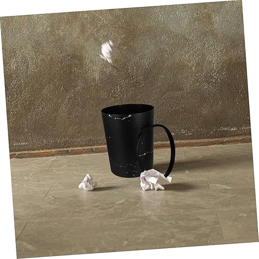 1piece Stylish Marble Waste Bin Kitchen Wastebasket Press Ring Modern Open Top Garbage Can for Bathroom Living Room