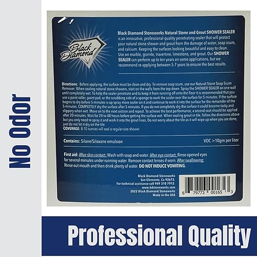Natural Stone and Grout Penetrating Shower Sealer. Marble Granite Travertine Limestone. Protects The Surface from Damage and Build-up for up to Ten Years! (1 Gallon)