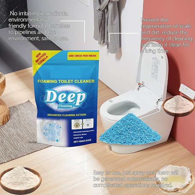 Toilet Cleaning Foam Powder Simple Operation Reduces Odor Deep Clean(3pcs)