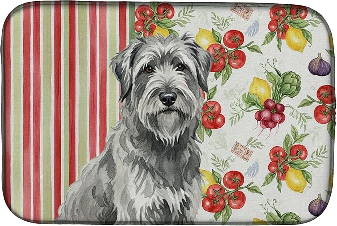 Caroline's Treasures Gray Briard Vegetables Dish Drying Mat Absorbent Dish Drying Mat Pad for Kitchen Counter Dish Drainer Mat for Countertop 14 x 21 Multicolor