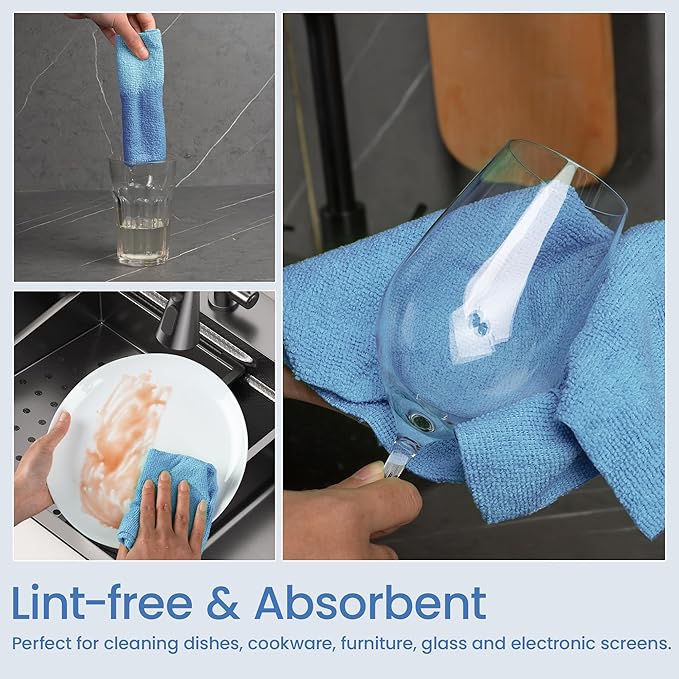 Greenfound Microfiber Cleaning Cloth Roll -80 Pack 11.5x11.5 Tear Away Towels Reusable and Washable Rags Blue