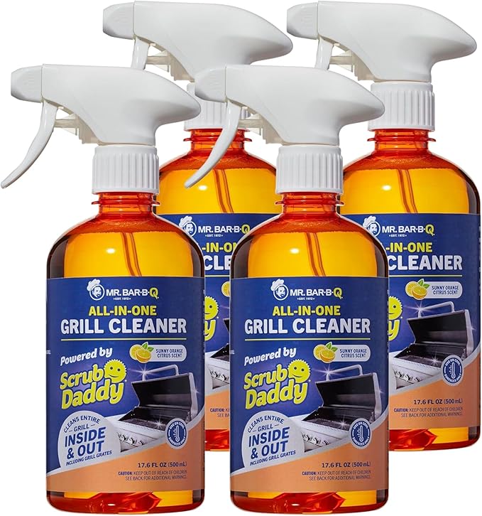 Grill Cleaner for Outdoor Grill – Bbq Cleaner Spray and Griddle Cleaner Kit with Grill Cleaning Tools and Citrus Cleaner 4 Pack