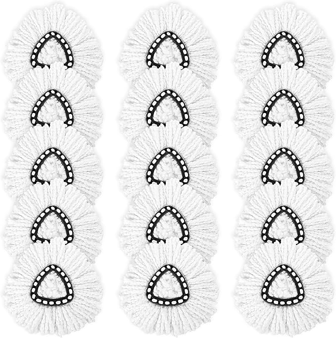 15-Pack Spin Mop Superior Replacement Heads – Compatible with O-Cedar EasyWring and Other Spin Mops Durable and Washable Refills for Effortless Floor Cleaning - iDeaology