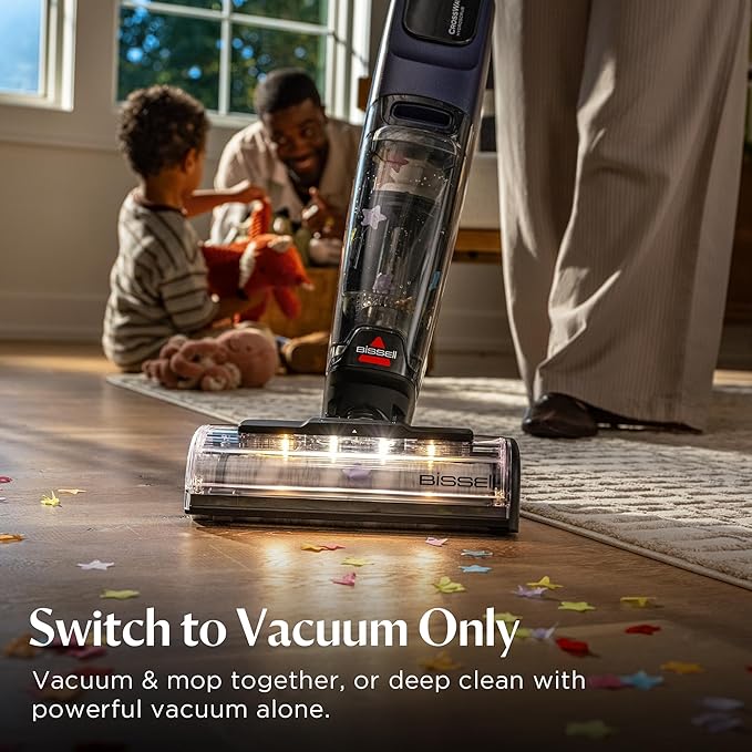 Bissell CrossWave HydroScrub Cordless Wet Dry Vacuum Mop Floor Cleaner with ZeroGap Edge Cleaning &amp FurFinder Headlights 45-Minute Runtime for Hard Floors &amp Area Rugs 4275F