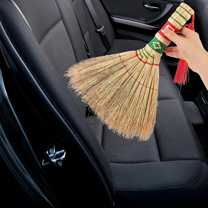 Handmade Household Woven Broom Small Cleaning Brush with Soft Bristles for Bed Sofa Desk Dusting and Car Sweeping