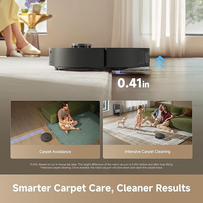DREAME D30 Ultra Robot Vacuum and Mop 25000Pa Powerful Suction All-in-One Base Station with 100 Days Auto-Empty MopExtend Tech for Edge Cleaning Smart Obstacle Avoidance Black