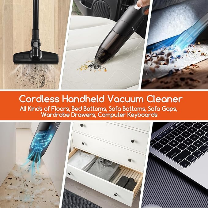 Cordless Stick/Handheld Vacuum Cleaner 10-17Kpa 2-Level Powerful SuctionFast Charging-Use Durable Latest Household Vacuum Cleaners for Cleaning FlooringCarpetsCar SeatSofas Hair and Dust