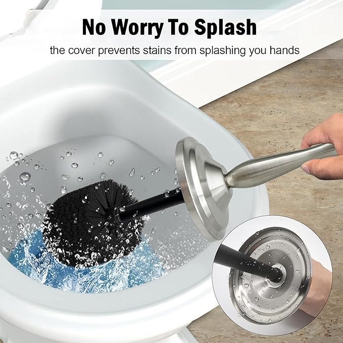 Brushed Nickel Toilet Bowl Brush with Holder Durable Bathroom Cleaning Tool Modern Design for Easy Toilet Maintenance Bathroom Cleaner Brush for Efficient Cleaning and Hygiene