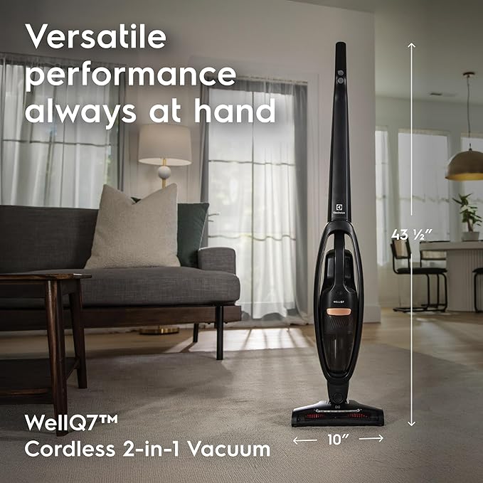 Electrolux WellQ7 Cordless 2-in-1 Vacuum with High Suction Power and 5-Step Filtration System 50-Minute Run Time 2 Power Modes Granite Gray