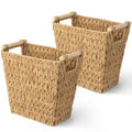 GRANNY SAYS Bathroom Wastebasket Wicker Trash Can with Handles Waterproof Bathroom Trash Decorative Wastebasket for Bedroom 2-Pack