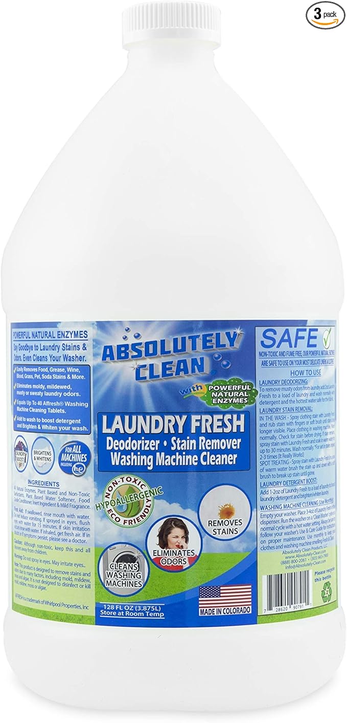 Absolutely Clean Amazing Laundry detergent liquid Stain and Odor Remover Naturally Based Formula (USA Made)
