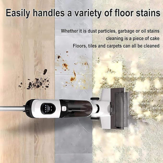 Floor Scrubber Wet Dry Vacuum Cleaner Cordless Vacuum Mop All in One Combo Hard Floor Self-Propelled Cleaner with Long Runtime One-Click Self-Cleaning Standard