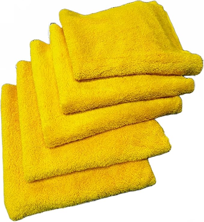 The Edge 360 Interior Microfiber Cleaning Towels 16x16 inches Premium Korean Quality 360 GSM Yellow 10 Pack