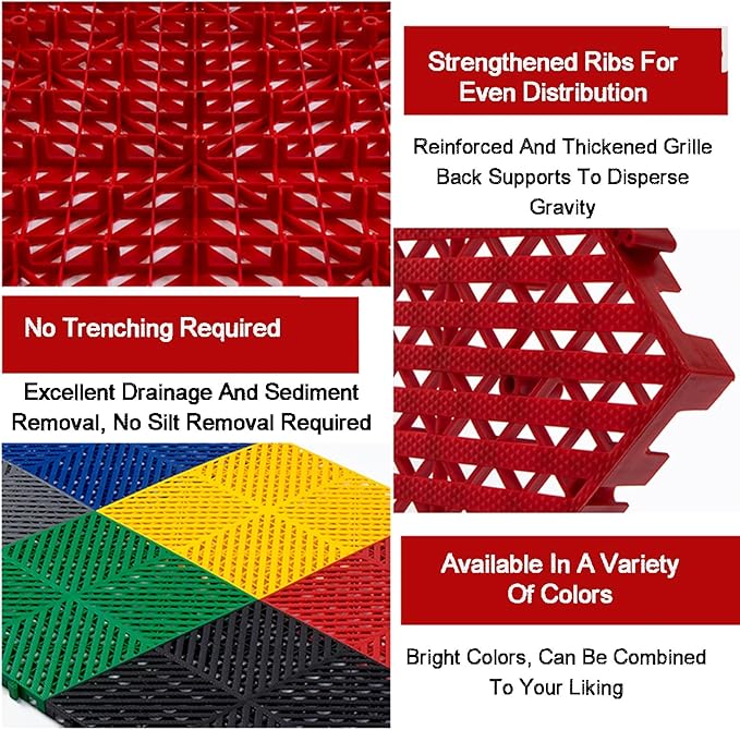 Trench Drainage GrateDrain Covers OutdoorInterlocking Floor TilesPP Modular 40x40cm Multicolor 4-30 pcs(Color14pieces)