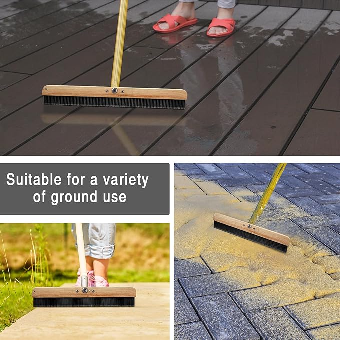 2 Pack 24 Inch Concrete Broom Finishing Tools Wood Backed Polypropylene Bristles Brush Push Brooms Without Handle for Concrete Finishes Hard Floors