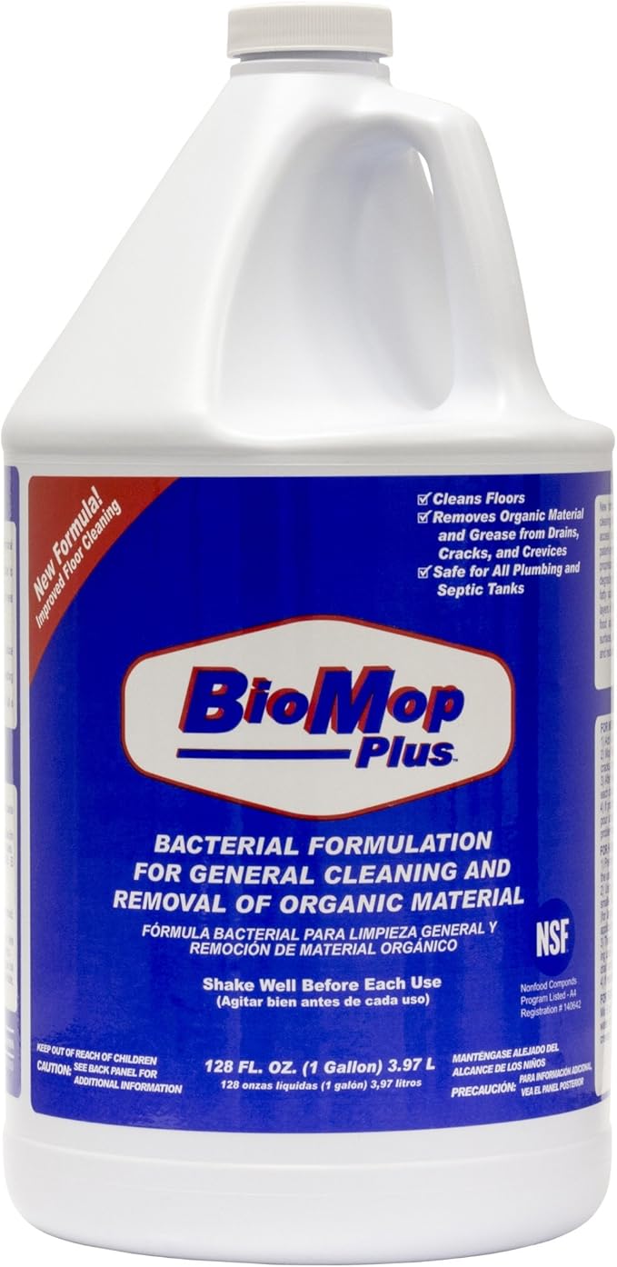 (Case of 4) Amguard - BioMop Floor &amp Drain Cleaner - 1gal x 4
