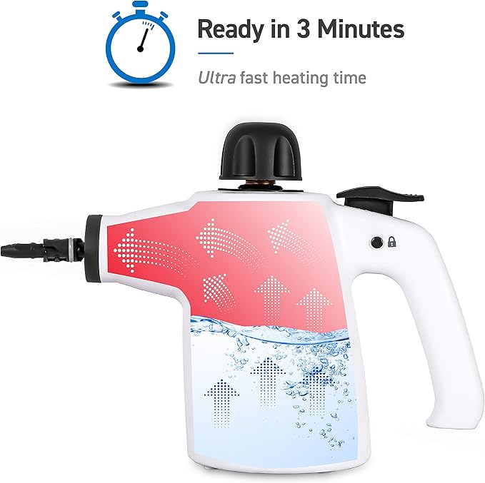 Handheld Steam Cleaner 9-Piece Accessory Set White Steamer for Cleaning Couch Cleaner Steam Cleaner Carpet and Upholstery