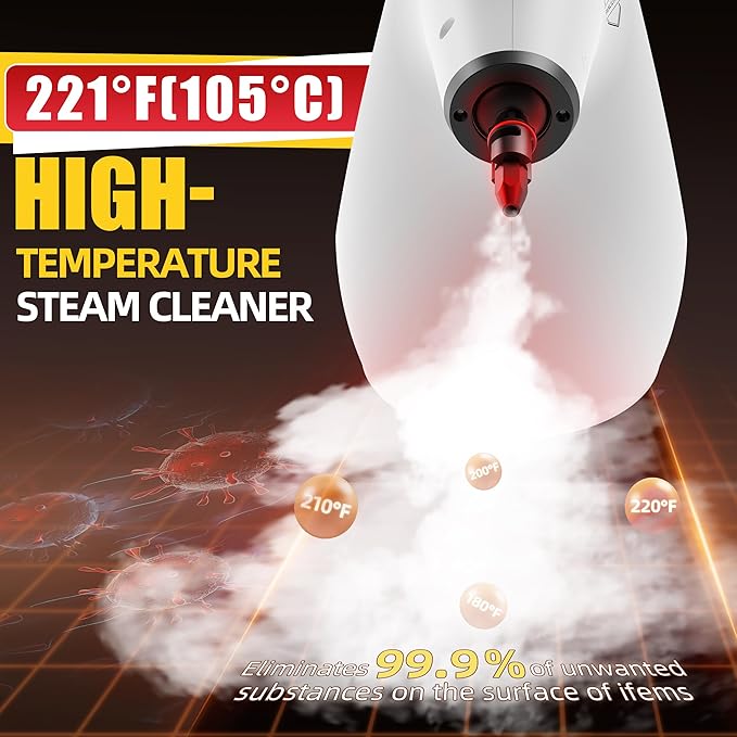 Pressurized Upgraded Handheld Steam Cleaner for Home with 13 pcs Accessories Chemical-Free Multi-Purpose 450ML Steamer for Cleaning Car Furniture Floor Tile Grout and Home Use