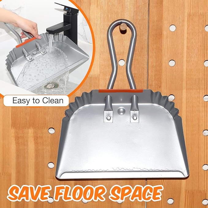 Mumufy 4 Pack Industrial Metal Dustpan 12 Heavy Duty Dust Pan with Handle Handheld Dustpan Wide Scooper Dust Debris Sweeping Tool Precision Edge Ideal for Cleaning Indoor Outdoor Surfaces (Silver)