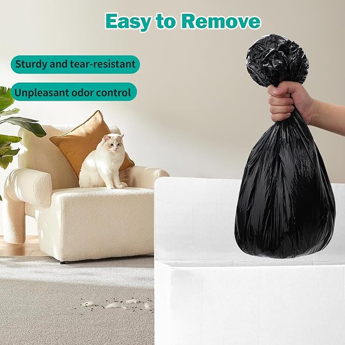 Trash Bags Compatible with Popur X5 Litter Box - with Elastic Band Thickened Design for Popur X5 Self-Cleaning Cat Litter Box/Home Trash Bags -Black (50 Pcs)