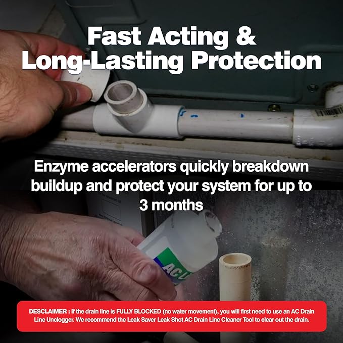 AC Drain Line Cleaner - 4 Pack / 12 Month Supply - Cleans HVAC drain lines condensate lines and more