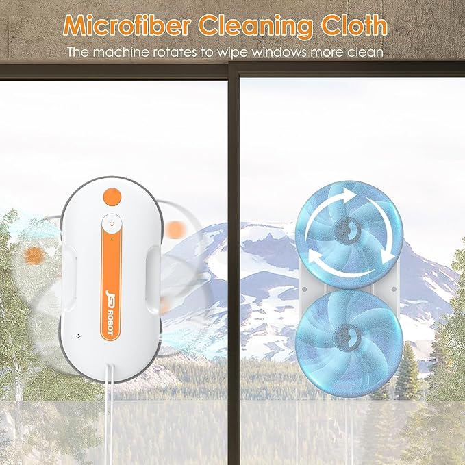 Lite Window Cleaning Robot5300Pa Window Cleaner Robot with Pressured Wiping Dual Water Spray Close to the Border Wipe Edge Detection Intelligent Path Plan