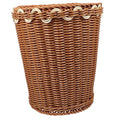 Healifty Woven Trash Can Basket Imitation Rattan Wastebasket for Bedroom and Living Room Stylish Sundries Storage Container Decorative Design for Home Organization