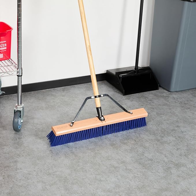 Restaurantware-BROOM HEAD ONLY: Clean Tek Professional 24-Inch Broom Head 1 Heavy-Duty Push Cleaning Tool - Handle And Brace Sold Separately Heavy Plastic Bristles Wooden Commercial Use