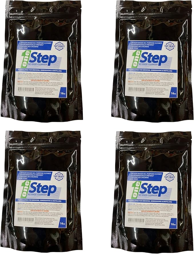 One Step No Rinse Cleaner - 1 Lb. (Fоur Bag Paсk) - Homebrewers Cleaner and Sanitizer