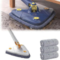 360° Triangular Spin MopTriangle Mop with Long Handle Cleaning Spin Rotatable Adjustable Long Window Squeegee 3 Reusable Washable Mop for Floor/Ceiling/Glass/Car 12027(White)