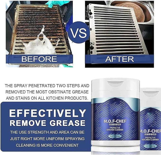 All Purpose Kitchen Cleaning Powder M.O.F-Chef Kitchen Protective Cleaner Heavy Duty Degreasing Bubble Powder Foam Cleaner Rust Remover(1PCS)