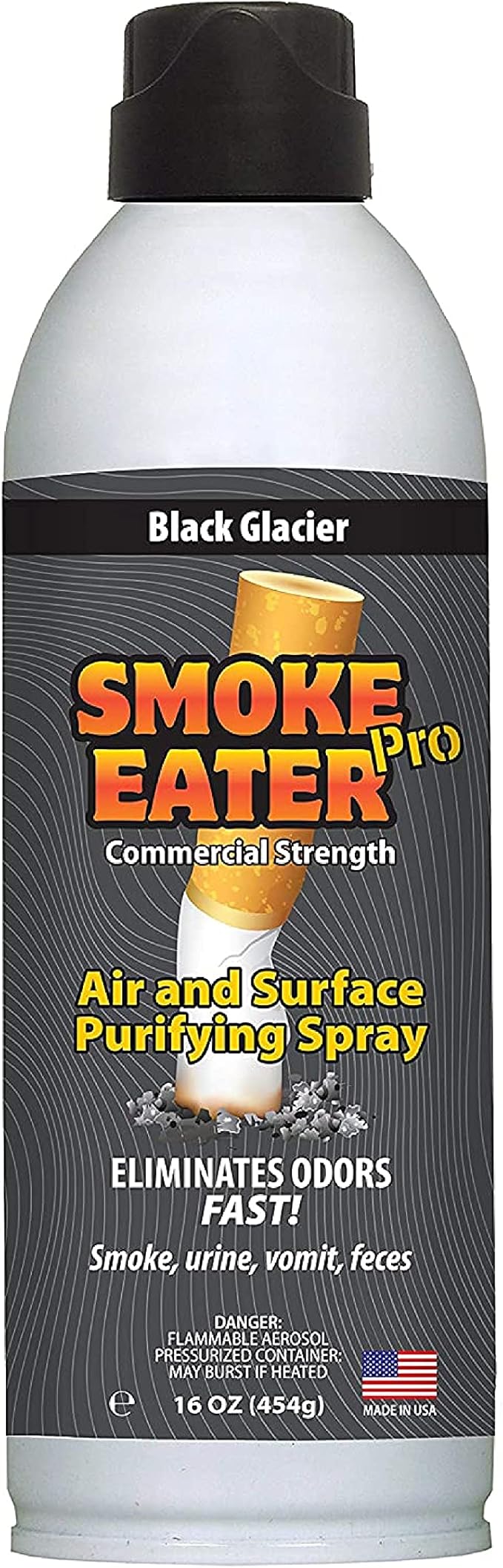 Smoke Eater Pro 16 oz Odor Eliminator Spray — Commercial Strength for Smoke Pet Urine and Cooking Odors — Air and Fabric Deodorizer with Tea Tree Oil — Made in USA (Black Glacier)