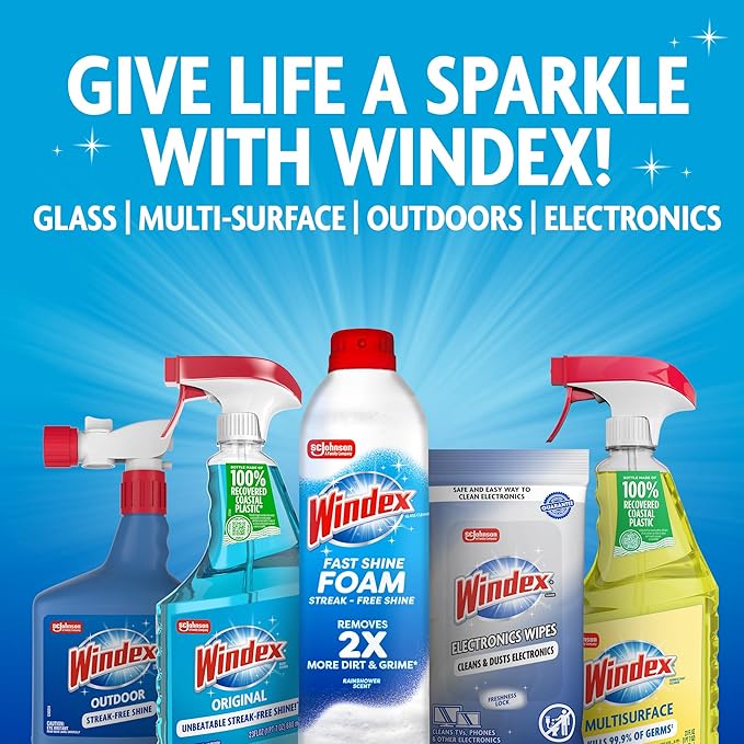 Windex Outdoor Window and Glass Cleaner for Hose Ammonia Free Concentrated Formula for Deep Outdoor Clean Patio Cleaner Compatible With All Hoses 32 Fl Oz (Pack of 8)