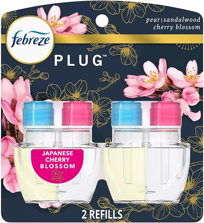 Febrezee Plug In Refills New Luxe Limited Edition Plug In for Odor-Fighting Fade Defy PLUG Air Freshener (2) Count of 0.87 fl oz Refills (Japanese Cherry Blossom)