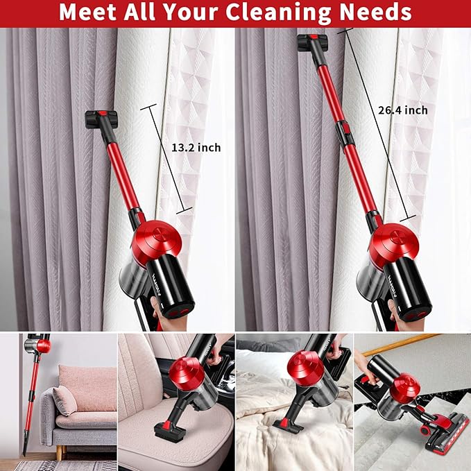 iwoly C150 Cordless Vacuum Cleaner Rechargeable with 2200mAh Detachable Battery 18000Pa Cyclone Vacuum with HEPA Filter Lightweight Portable Handheld Stick Vacuum for Hard Floor Car Cleaning