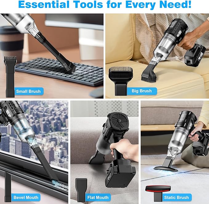 Car Vacuum Cordless 35000PA Strong Suction Handheld Vacuum with 2 Detachable Batteries 60Min Runtime Portable Vacuum Cleaner for Car Detailing Pet Hair Home Couch &amp Office 350ML XL Dust Cup