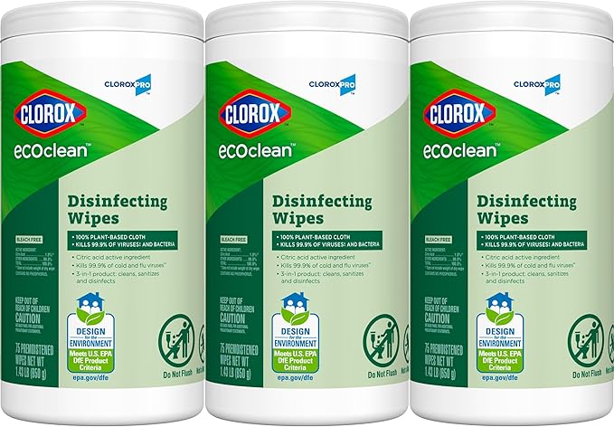 CloroxPro Clorox EcoClean Disinfecting Wipes 75 Count Pack of 3