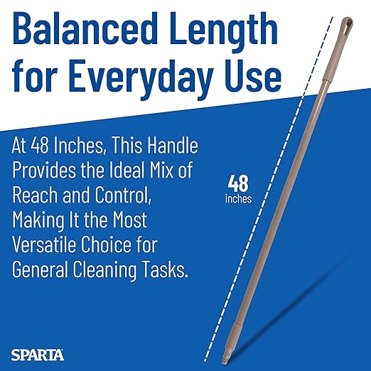 SPARTA 41225EC01 Fiberglass Broom Handle Mop Handle Replacement Handle With Acme Threaded Tip For Commercial Cleaning 48 Inches Brown (Pack of 12)