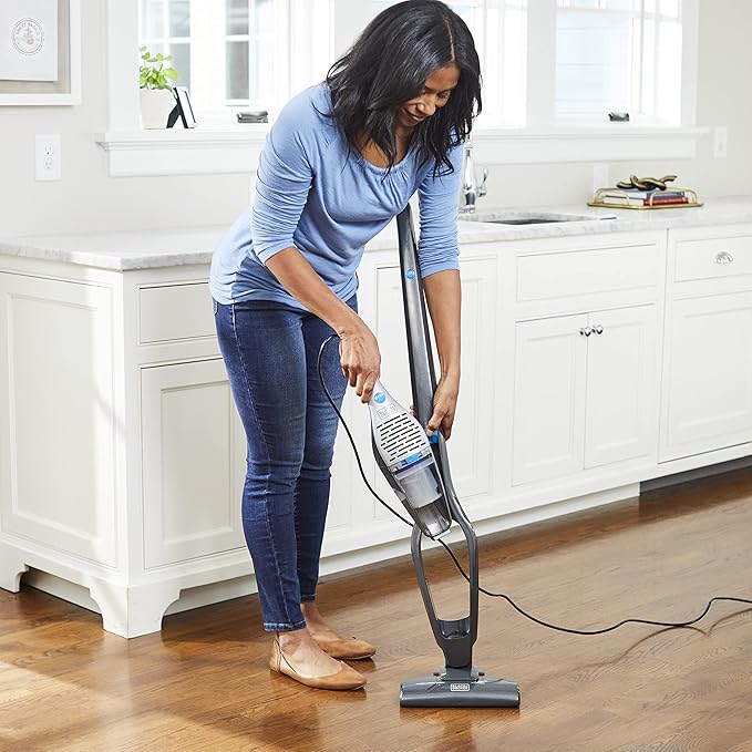 BLACK+DECKER 5-in-1 Vacuum &amp Mop Convertible (Handheld or Upright) Powerful Corded 480-Watt Motor Swivel Steering Unlimited Runtime - Quick Clean with Minimal Effort