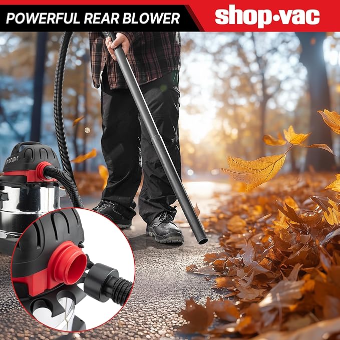 Shop-Vac 5985005 6 Gallon Wet/Dry Vacuum 3.5 Peak HP 1.25 Inch Diameter x 7 Foot Hose 6 Foot Cord Ideal for Home Garage and Workshop Cleaning