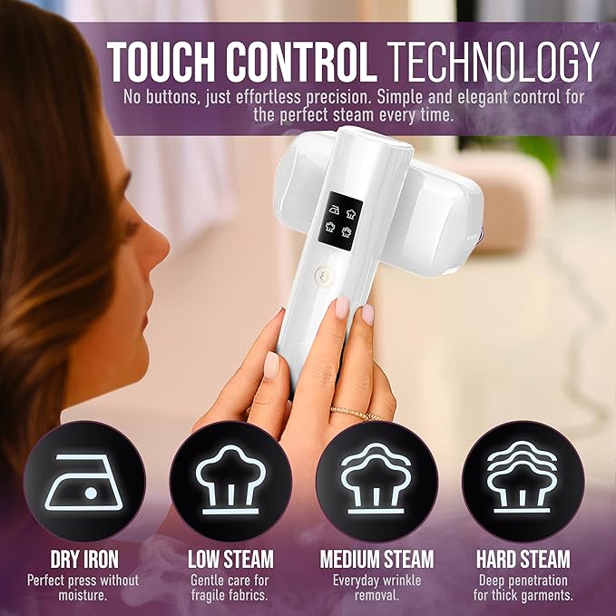 Portable Clothes Steamer &amp Mini Steam Iron – 1200W Handheld Wrinkle Remover 4 Modes 20s Fast Heating Travel Garment Steamer for Clothing Bedding &amp Curtains Compact Folding Design – White