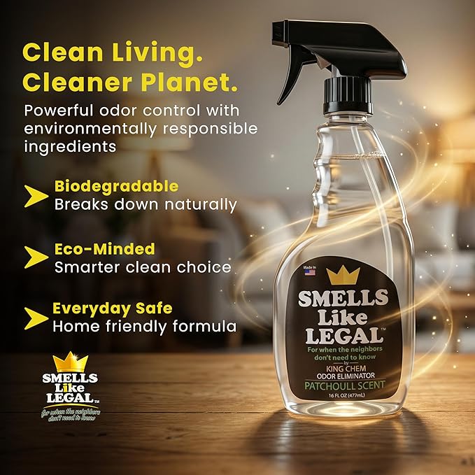 Patchouli Odor Eliminator Spray – Neutralizes Smoke Pet Food &amp Household Odors – Non-Staining Fabric-Safe Deodorizer – Biodegradable Made in USA – 16 oz