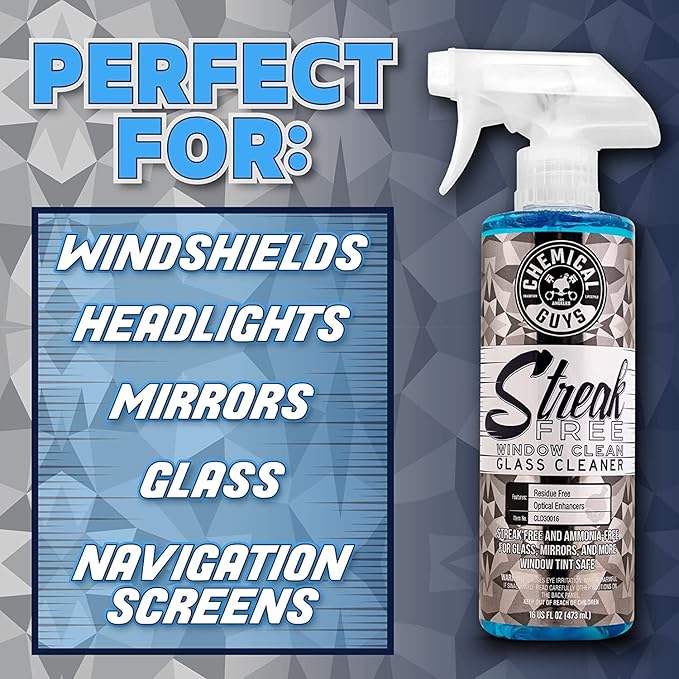 Chemical Guys CLD300 Streak Free Glass &amp Window Cleaner (For Glass Windows Mirrors Nav. Screens &amp More Car &amp Home) Ammonia Free &amp Safe on Tinted Windows 128 fl oz + ACC151 Spray