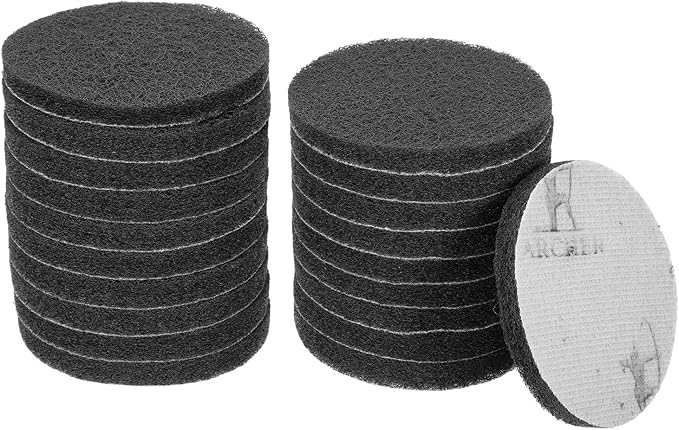 HARFINGTON 20pcs Scrubber Scouring Pads 800 Grits 4 Inch Drill Power Brush Hoop and Loop Surface Conditioning Disc Drill Scuffing Disc Scrub Pads for Home Kitchen Cleaning Grey