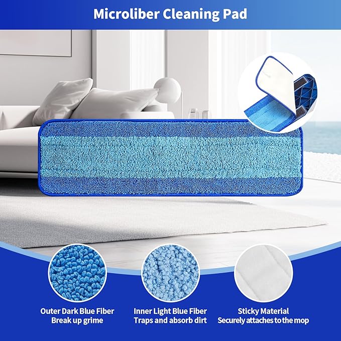15-Pack Microfiber Mop Pads for Bona Mpo- Washable Reusable Refills for Hardwood Tile &amp Multi-Surface Floors | Pet Hair &amp Stain Remover