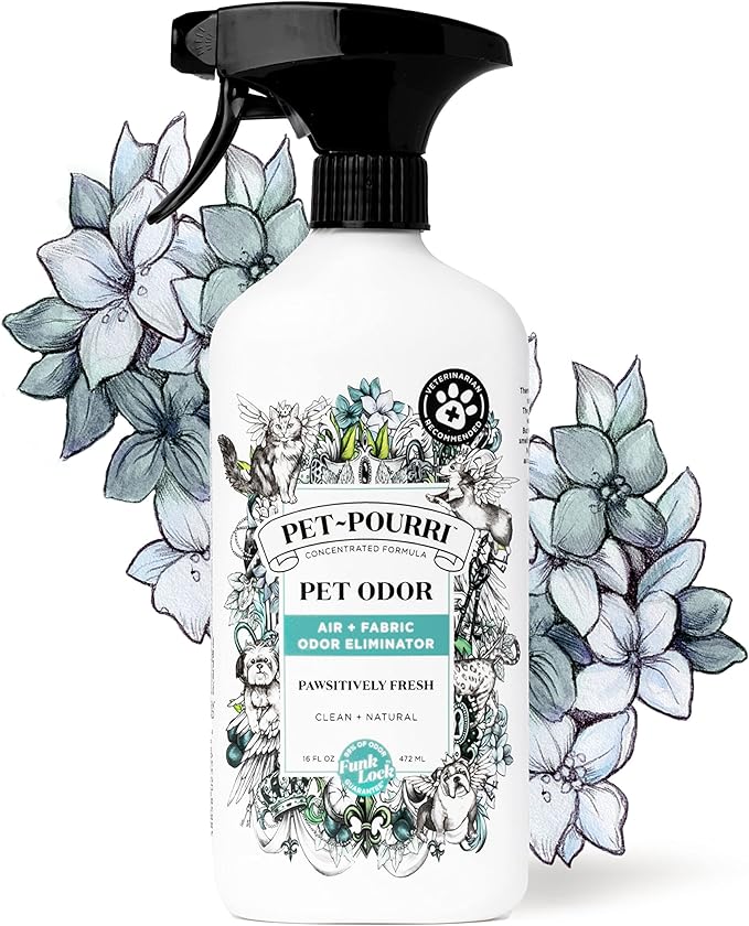 Pet-Pourri Pet Odor Air + Fabric Odor Freshener Spray Pawsitively Fresh 16 Fl Oz (Pack of 2)