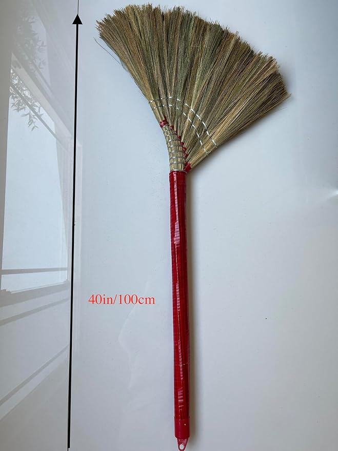 VIELAB Deluxe Vietnamese Natural Straw Broom /40 Handmade Soft Grass Broom for Indoor &amp Outdoor (3 Packs).