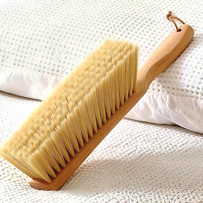 Soft Bristle Hand Brush Wooden Handle for Woodworking Shop Bench Sawdust Removal Non-Scratch 14 Inch Long (2pcs Yellow)