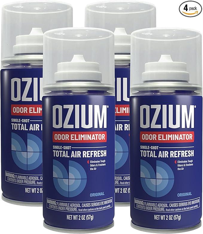 OZIUM® Air Freshener Odor Eliminator 2oz Single Shot Total Air Refresh &amp Car Air Freshener – Original – 4 Pack